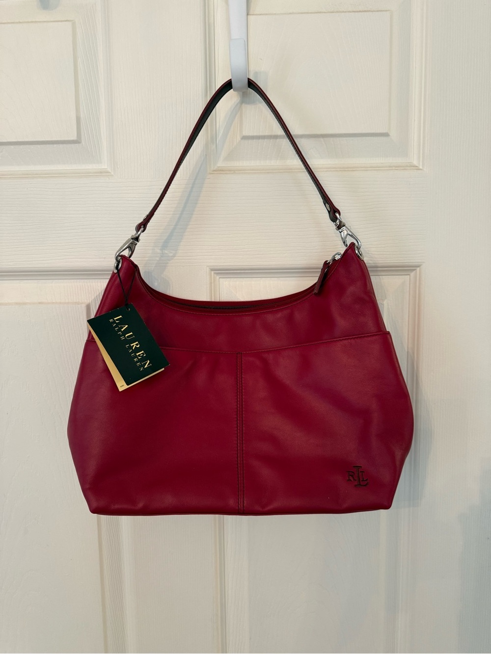 NWT RED LEATHER SHOULDER BAG FROM RALPH LAUREN